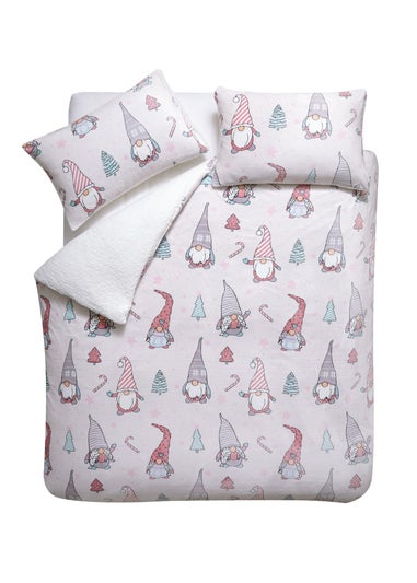 Catherine Lansfield Christmas Festive Gnomes Cosy Fleece Duvet Cover Set