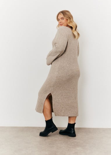 In The Style Mocha Knitted Midi Dress