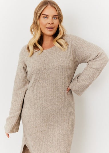 In The Style Mocha Knitted Midi Dress