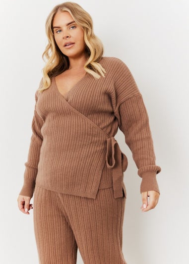 In The Style Jess Millichamp Mocha Wrap Jumper