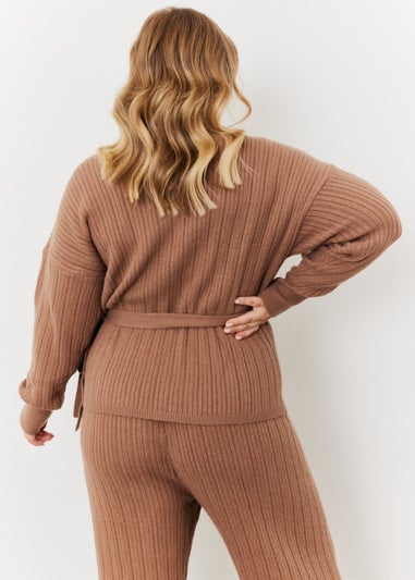 In The Style Jess Millichamp Mocha Wrap Jumper