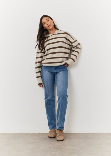 In The Style Stacey Solomon Neutral Stripe Knit Hoodie