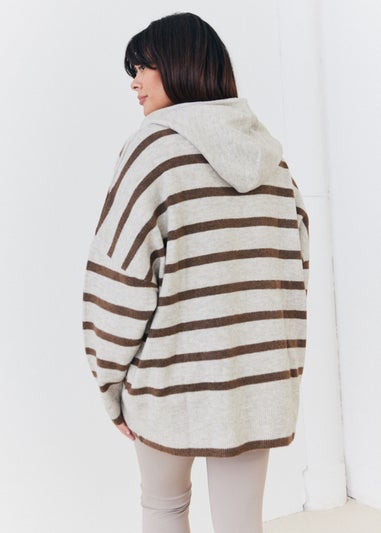 In The Style Stacey Solomon Neutral Stripe Knit Hoodie