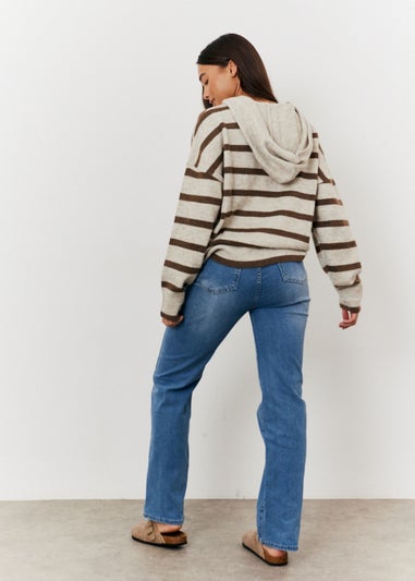 In The Style Stacey Solomon Neutral Stripe Knit Hoodie