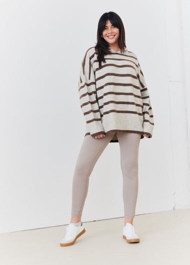 In The Style Stacey Solomon Neutral Stripe Knit Hoodie