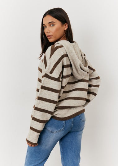 In The Style Stacey Solomon Neutral Stripe Knit Hoodie