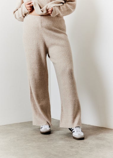 In The Style Hannah Brown Camel Knit Wide Leg Trousers