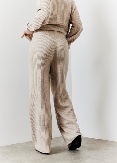 In The Style Hannah Brown Camel Knit Wide Leg Trousers