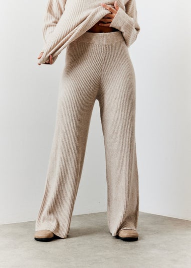 In The Style Hannah Brown Camel Knit Wide Leg Trousers