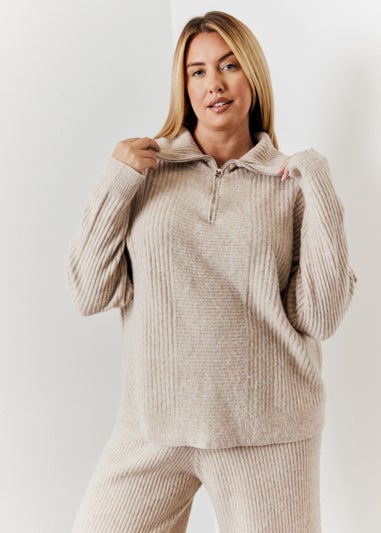 In The Style Camel 1/4 Zip Knit Jumper