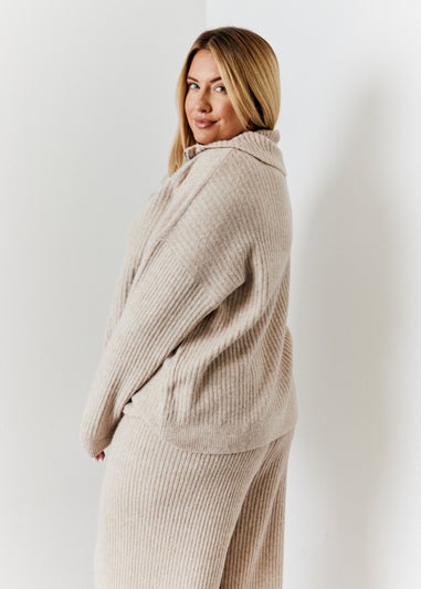 In The Style Camel 1/4 Zip Knit Jumper