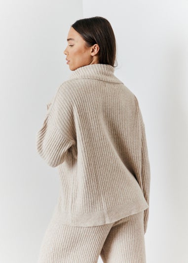 In The Style Camel 1/4 Zip Knit Jumper