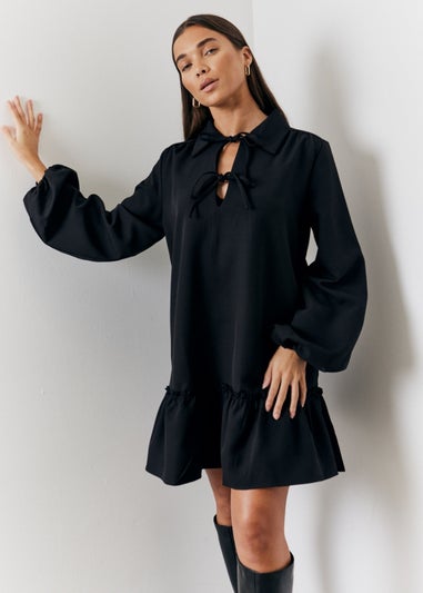 In The Style Hannah Brown Black Shirt Smock Mini Dress