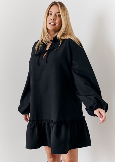 In The Style Hannah Brown Black Shirt Smock Mini Dress