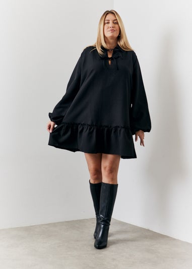 In The Style Hannah Brown Black Shirt Smock Mini Dress