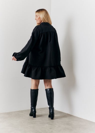 In The Style Hannah Brown Black Shirt Smock Mini Dress