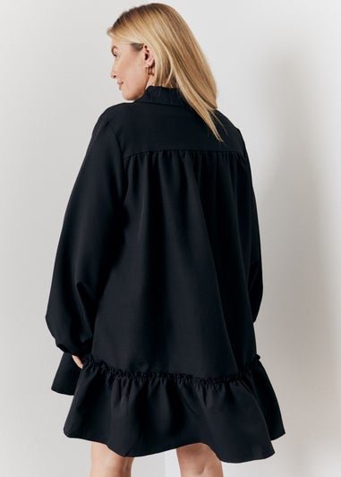 In The Style Hannah Brown Black Shirt Smock Mini Dress