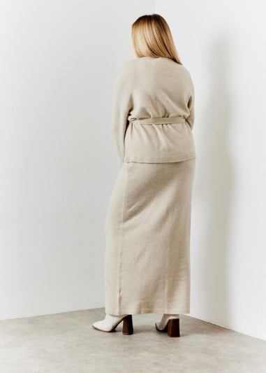 In The Style Hannah Brown Oatmeal Knit Co Ord Maxi Skirt