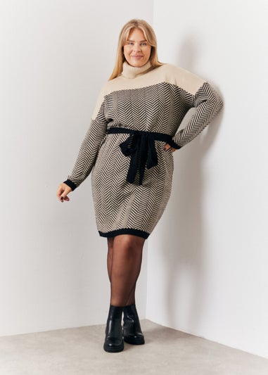 In The Style Jac Jossa Black Chevron Knitted Mini Dress