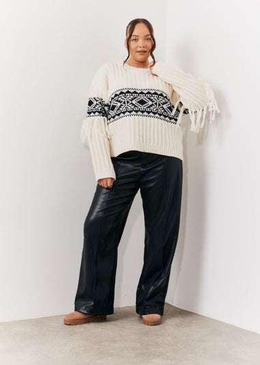 In The Style Perri Sian Cream Aztec Fringe Jumper