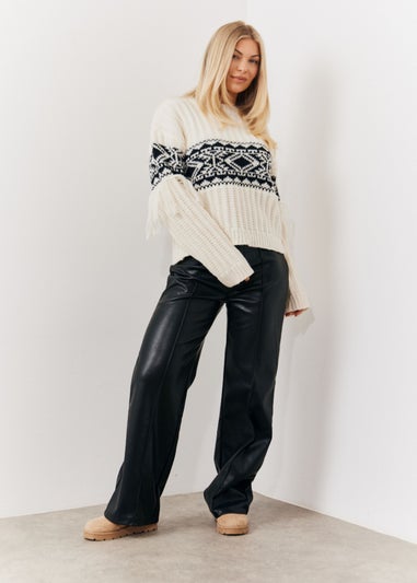 In The Style Perri Sian Cream Aztec Fringe Jumper