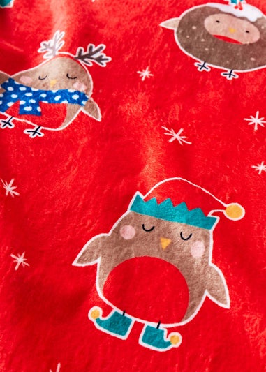 Catherine Lansfield Christmas Party Robins Cosy Fleece Blanket Throw (130x170cm)