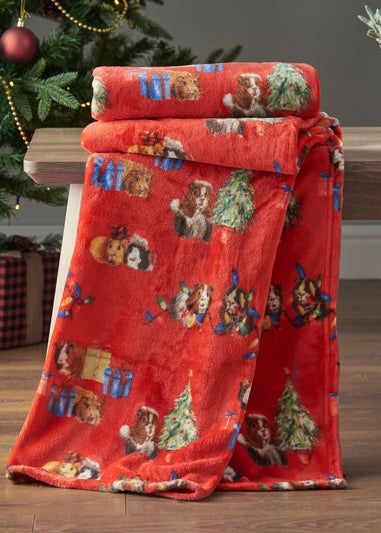 Catherine Lansfield Christmas Guineapig Cosy Fleece Blanket Throw (130x170cm)