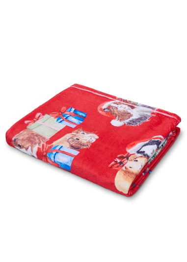 Catherine Lansfield Christmas Guineapig Cosy Fleece Blanket Throw (130x170cm)