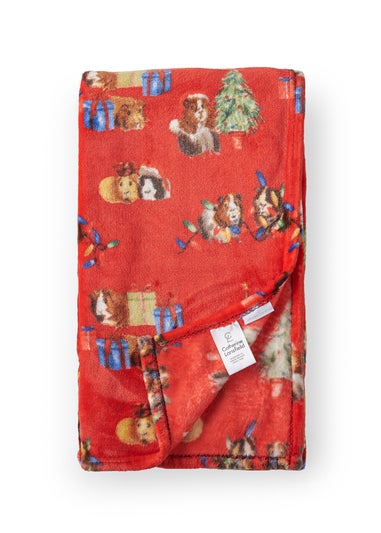 Catherine Lansfield Christmas Guineapig Cosy Fleece Blanket Throw (130x170cm)