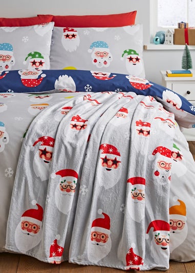 Catherine Lansfield Christmas Santa Spec-Tacular Cosy Fleece Blanket Throw (130x170cm)