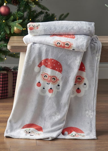 Catherine Lansfield Christmas Santa Spec-Tacular Cosy Fleece Blanket Throw (130x170cm)