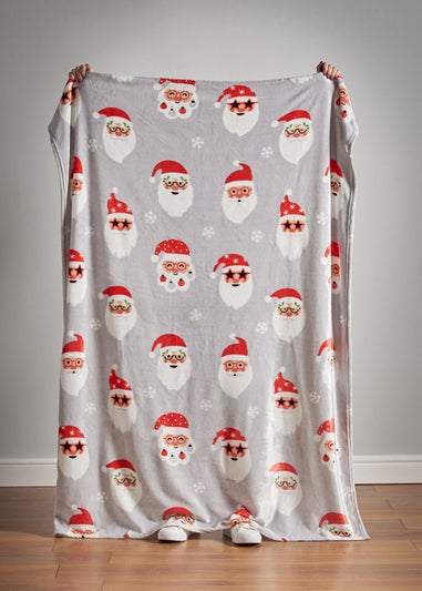 Catherine Lansfield Christmas Santa Spec-Tacular Cosy Fleece Blanket Throw (130x170cm)
