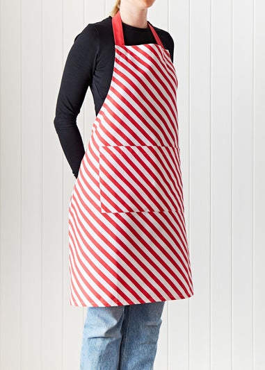 Catherine Lansfield Christmas Candy Cane Cotton Kitchen Adult Apron (70x80 cm)