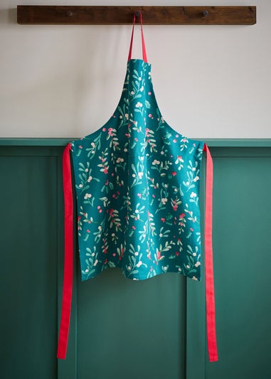 Catherine Lansfield Christmas Holly and Mistletoe Cotton Kitchen Adult Apron (70x80 cm)