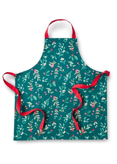 Catherine Lansfield Christmas Holly and Mistletoe Cotton Kitchen Adult Apron (70x80 cm)