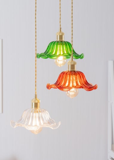 ValueLights Cassia Tri Colour Flower Pendant Ceiling Light (110cm x 42cm x 42cm)