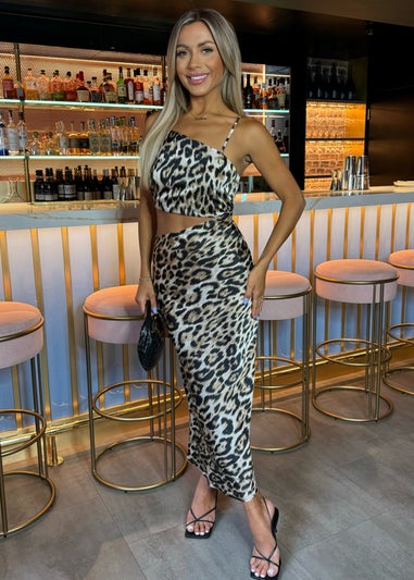 AX Paris Multi Leopard Print Asymmetric Cut Out Midi Dress