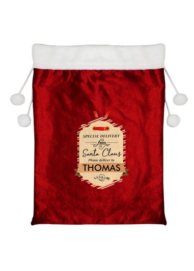 Personalised Memento Company Red Special Delivery Luxury Pom Pom Sack