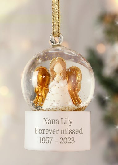 Personalised Memento Company White Angel Message Glitter Snow Globe