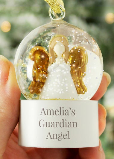 Personalised Memento Company White Angel Message Glitter Snow Globe