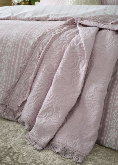 Bridgerton By Catherine Lansfield Silhouette Floral Lace Bedspread (220x230cm)