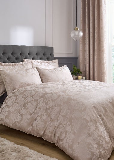 Catherine Lansfield Champagne Damask Jacquard Duvet Cover Set