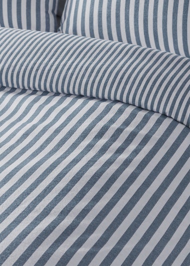 Catherine Lansfield Brushed Cotton Stripe Reversible Duvet Cover Set