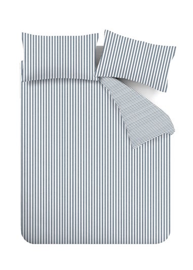 Catherine Lansfield Brushed Cotton Stripe Reversible Duvet Cover Set