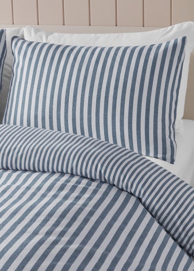 Catherine Lansfield Brushed Cotton Stripe Reversible Duvet Cover Set