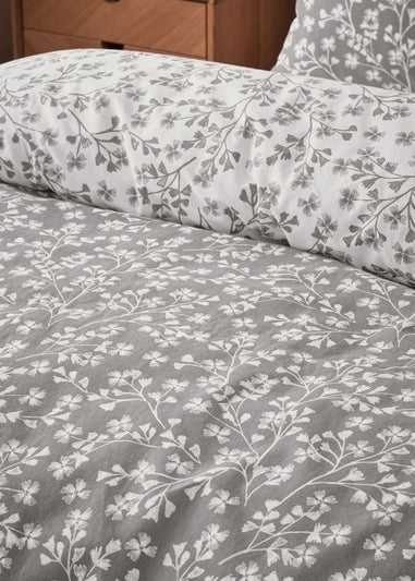 Catherine Lansfield Brushed Grace Floral Cotton Reversible Duvet Cover Set