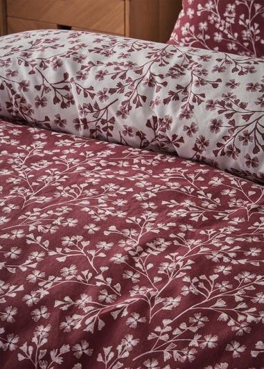 Catherine Lansfield Brushed Grace Floral Cotton Reversible Duvet Cover Set