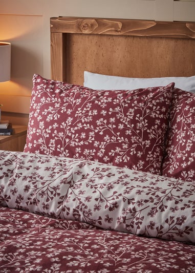 Catherine Lansfield Brushed Grace Floral Cotton Reversible Duvet Cover Set