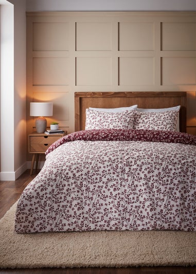 Catherine Lansfield Brushed Grace Floral Cotton Reversible Duvet Cover Set