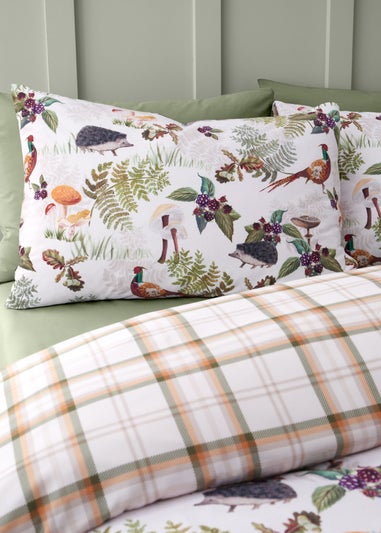 Catherine Lansfield Soft Velvet Woodland Walk Reversible Duvet Cover Set